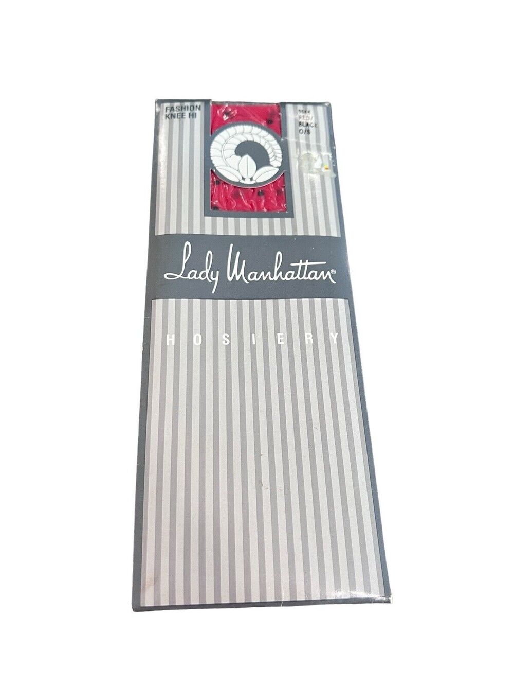 Lady Manhattan Fashion Knee Hi Hosiery Red Black Polka Dot NOS